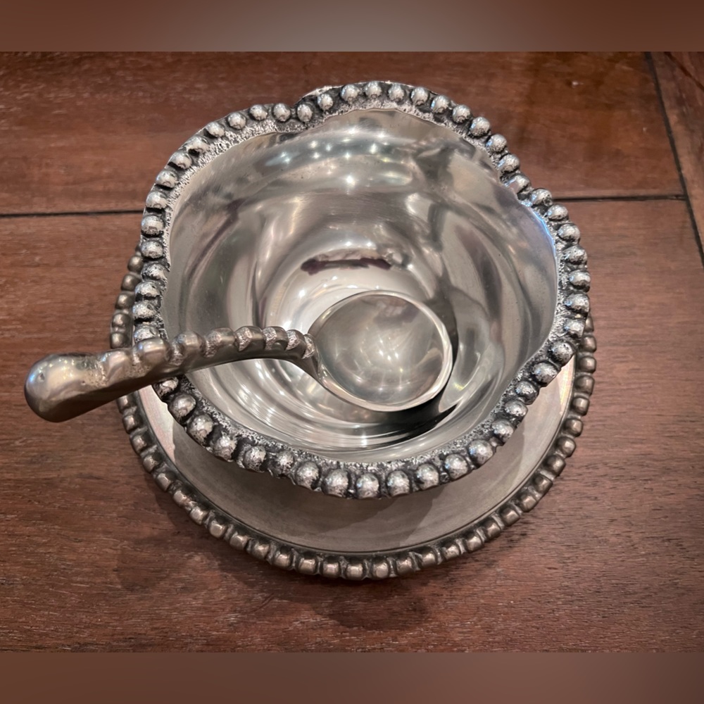 Silver bowl, saucer, and serving spoon. Never used!